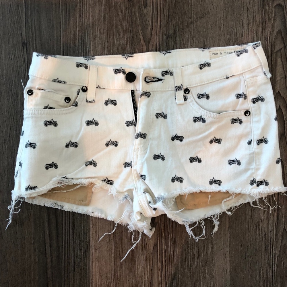 rag & bone jean white/blk tractor shorts, size 26
